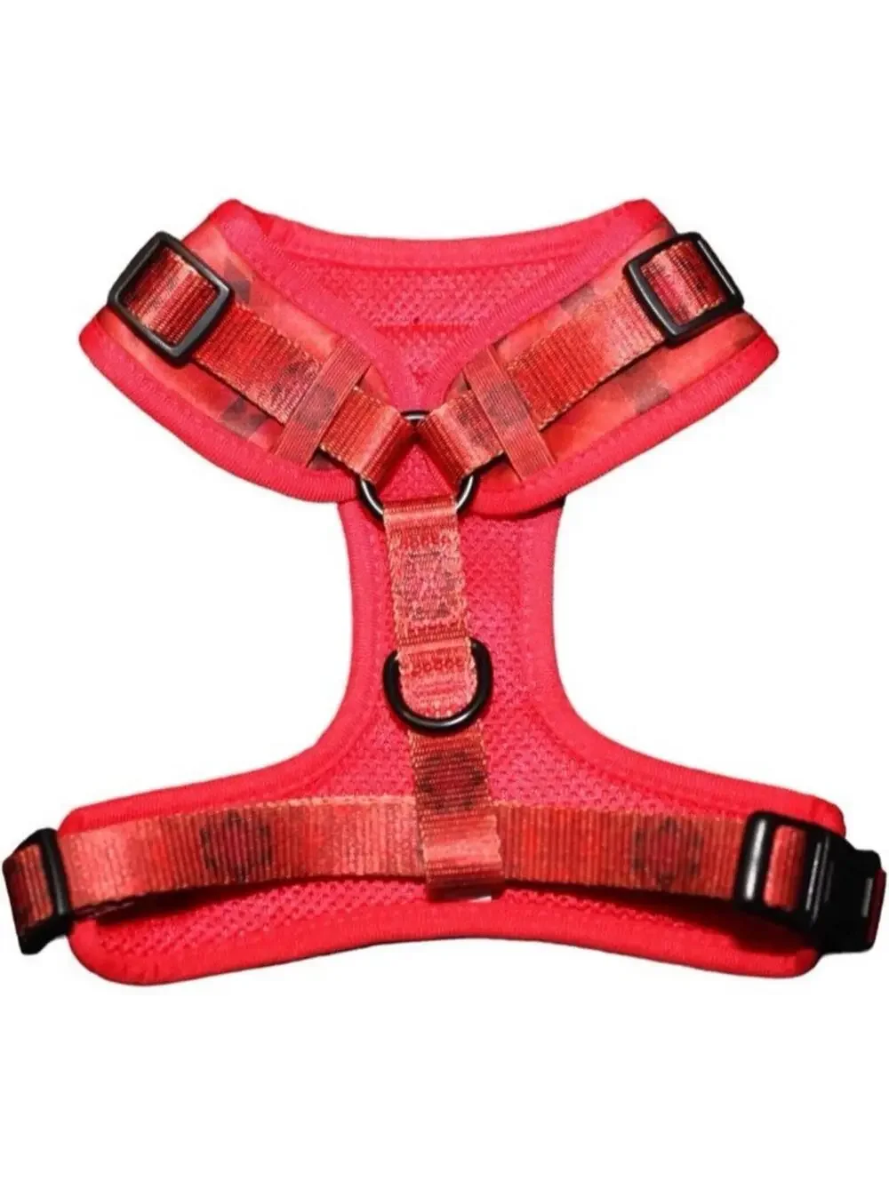Dog Harness Leash Collar Set Red Black Medium w/ Poop Bags & Dispenser 4pc Lot